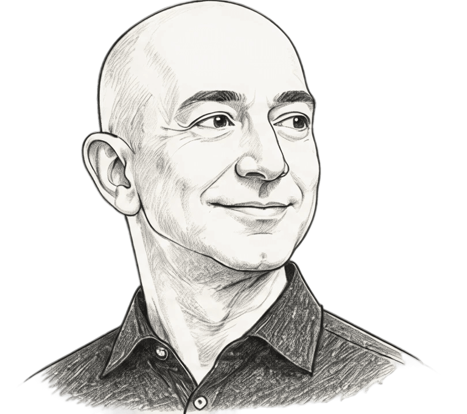 Pencil-sketch portrait of Jeff Bezos